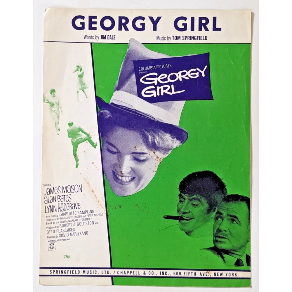 Georgy Girl Vintage Sheet Music 1966 Jim Dale Tom Springfield Music Film Song